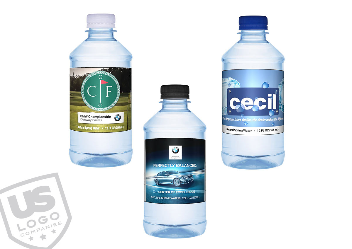 Logo'd/labeled promotional natural spring water bottles